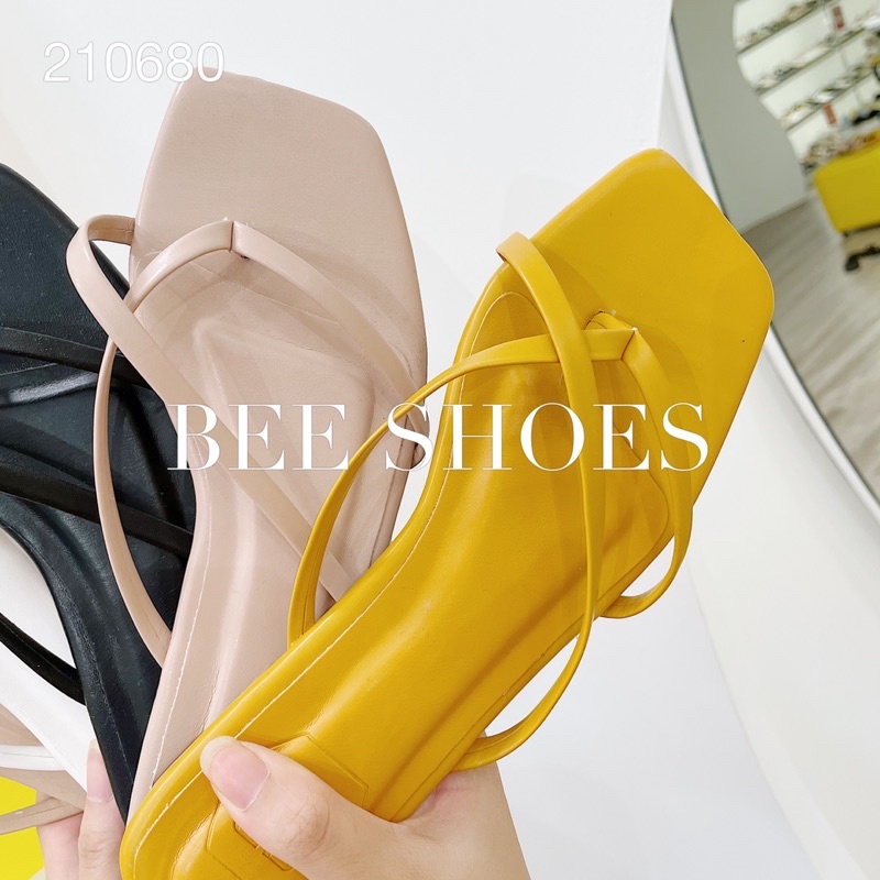 BEESHOES - DÉP XỎ NGÓN NỮ DA MỀM MŨI VUÔNG - DÉP XỎ NGÓN CÓ SẴN MÀU VÀNG - KEM -TRẮNG - ĐEN - HỒNG 210680