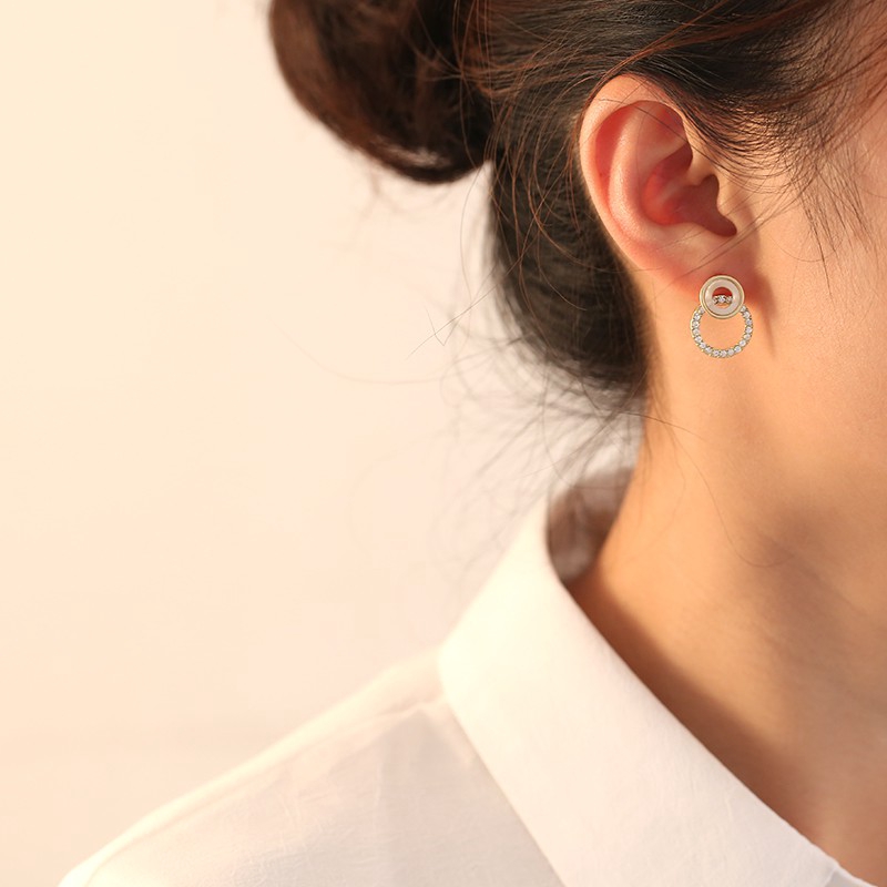 Bông Tai Mạ Bạc 925 Kiểu Hình Học Xinh Xắn Thời Trang