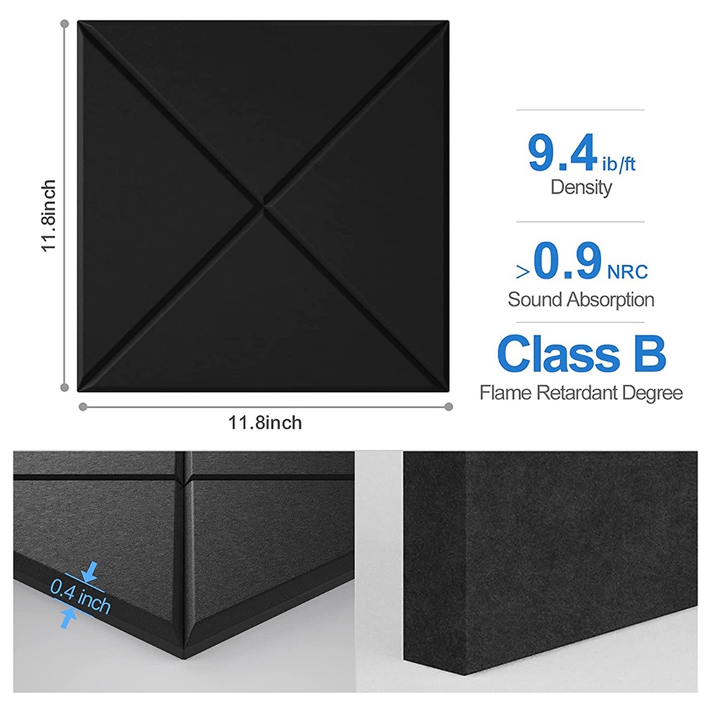 Set 12 Tấm Xốp Cách Nhiệt Tự Dính Chống Dây Dán Tường Acoustic