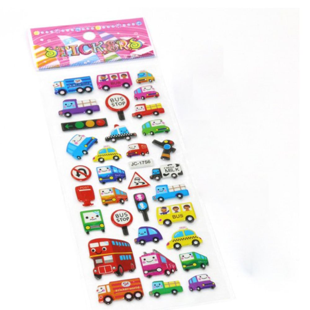 Bộ 10 tấm hình dán hoạt hình 3D màu sắc ngẫu nhiên trang trí sổ tay cho bé