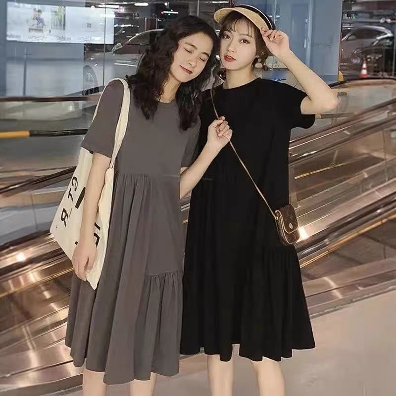 Váy bầu bigsize - Đầm bầu thiết kế GuMe VÁY COTTON VẠT LỆCH - có size 40-100Kg_GM037