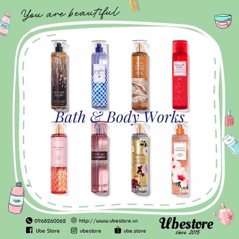 XỊT THƠM BODY BATH & BODY WORKS BODY MIST CHAI 236ML