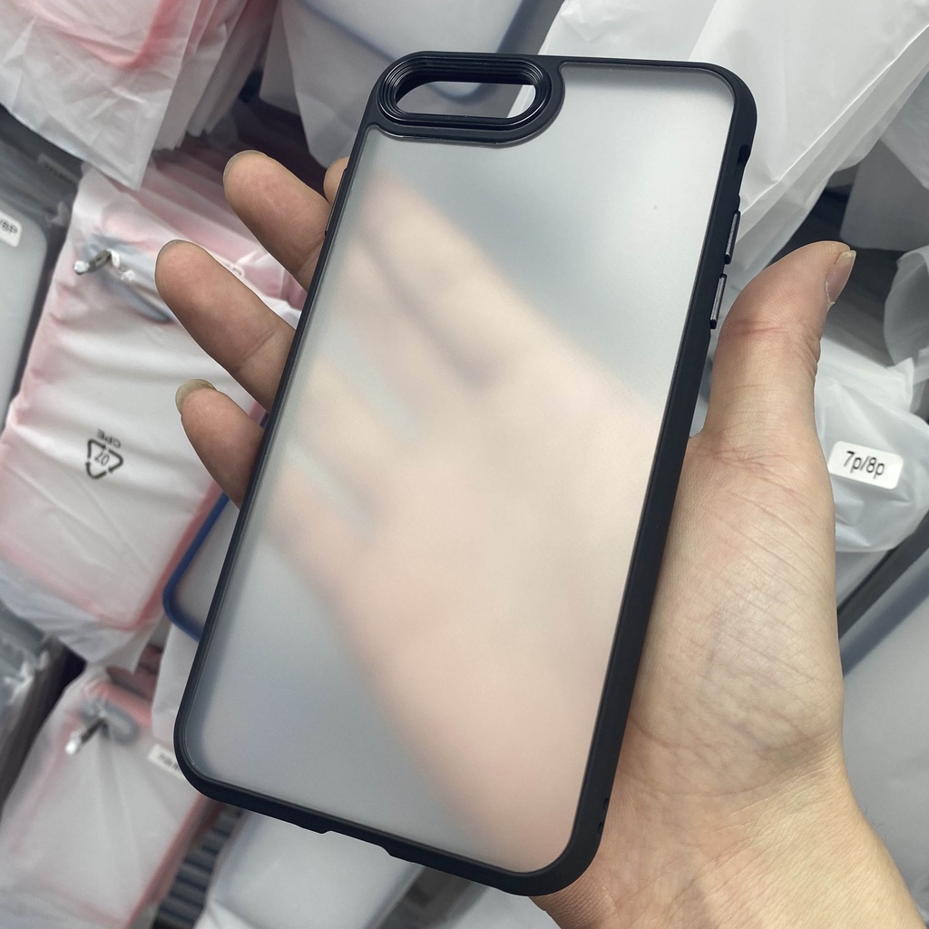 Ốp Điện Thoại PC Cứng Viền TPU Dẻo Màu Nhám Kèm Nút Hợp Kim Nhôm Chống Sốc Cho iPhone 7 Plus 8 X XS MAX XR 11 PRO SE2 SE3