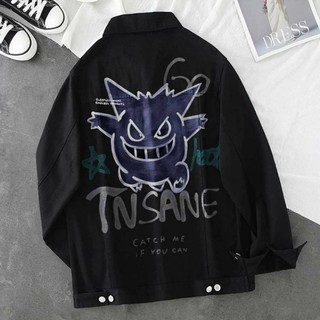 áo khoác Jean TN SANE hình con GENGAR mẫu bigsize nam nữ ken fashion