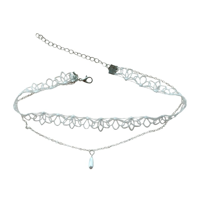 Choker ren trắng dây đôi phối ngọc giọt nước 💧💧💧