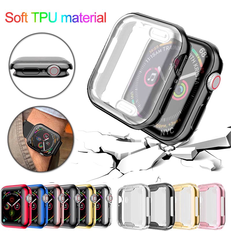 Ốp TPU mỏng cho bề mặt đồng hồ thích hợp cho Apple Watch Series 6 SE 5 4 3 2 1 38/40/42/44mm