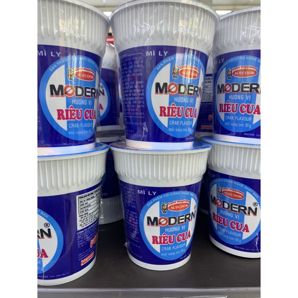 Mì ly Modern Riêu Cua Ly 65g - Thơm Ngon, Chế Biến Dễ Dàng, Thích Hợp Dân Văn Phòng, Sinh Viên, Học Sinh