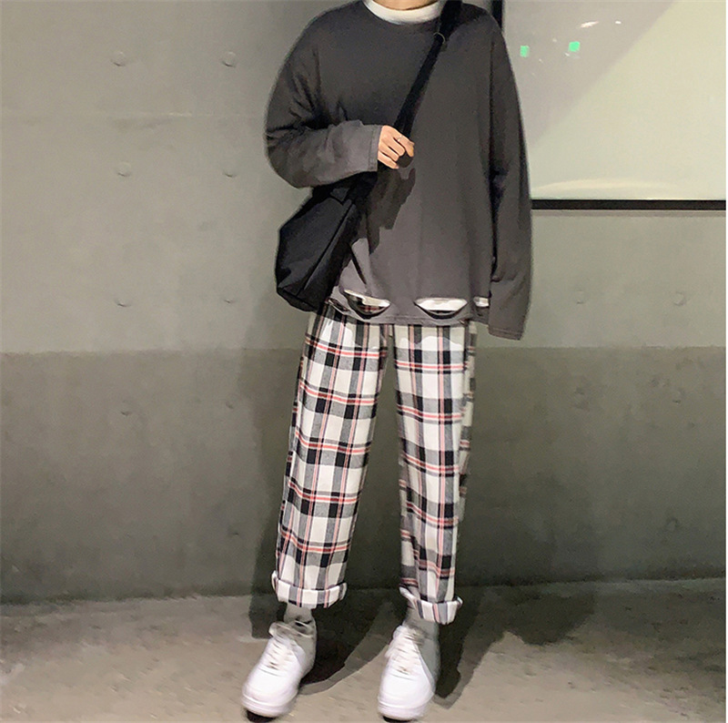 Quần Dài Ống Rộng Họa Tiết Sọc Caro Tf1 Phong Cách Hong Kong Cho Nam | BigBuy360 - bigbuy360.vn