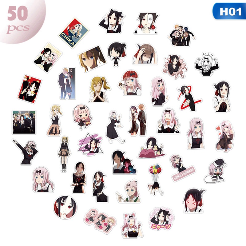 Set 50 sticker in họa tiết anime Kaguya-sama Love is War độc đáo trang trí sổ tay