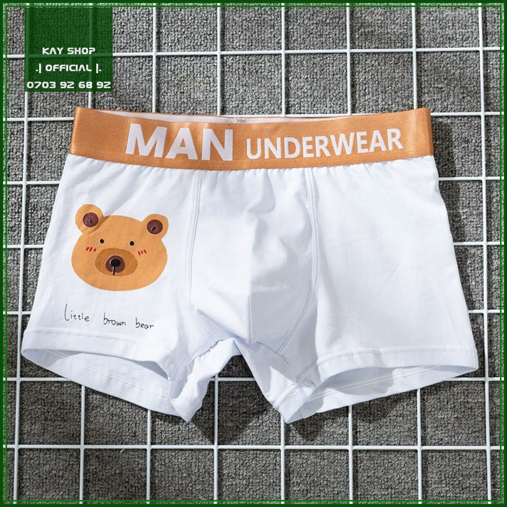[Kiểu mới] Quần lót nam boxer MAN hình gấu nâu dễ thương cute - Quần sịp đùi nam underwear sexy tôn mông quyến rũ 2021