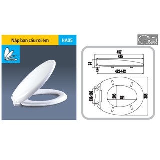 Nắp bàn cầu rơi êm ha05 - thương hiệu hùng anh_cha - dành cho cầu 2 khối