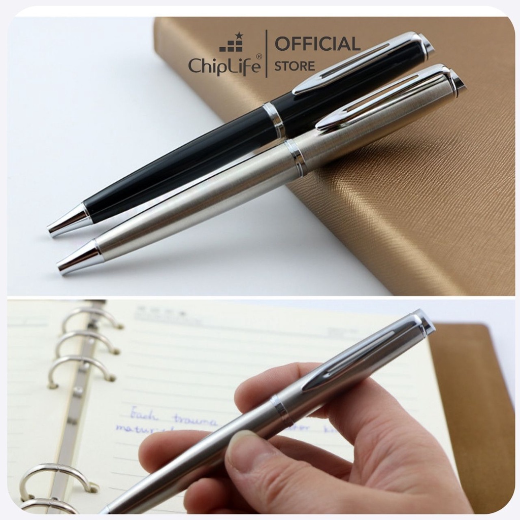 Bút kim loại PENMALL CHIPLIFE PX026 khắc tên - Dạng xoay mở ngòi 0.7mm mực xanh