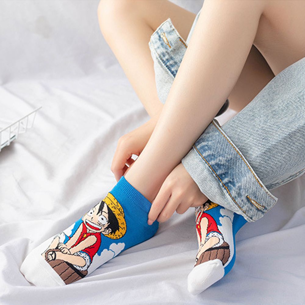 Bebetterm 1Pair Cartoon Ankle Socks Fashion Unisex 10 Styles Luffy Chopper One Piece Anime Accessories