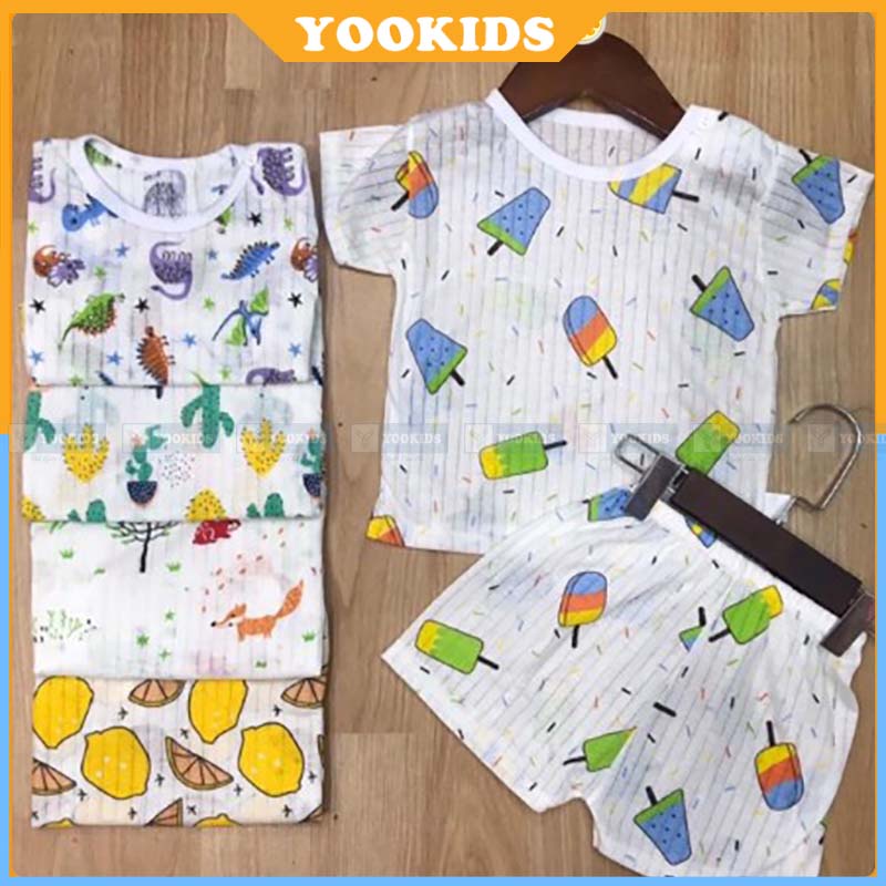 Bộ cộc tay cho bé trai bé gái YOOKIDS chất cotton giấy nhẹ mát thấm hút mồ hôi tốt cho bé 1 2 3 4 tuổi 5 - 15kg