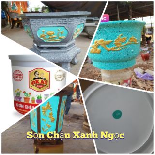 Sơn Chậu Xanh Ngọc Hệ Nước Đẹp Lon 1kg + Cọ