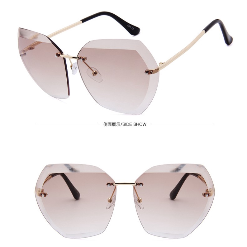 Fashion Frameless Sunglasses Women UV400 With Metal Frame