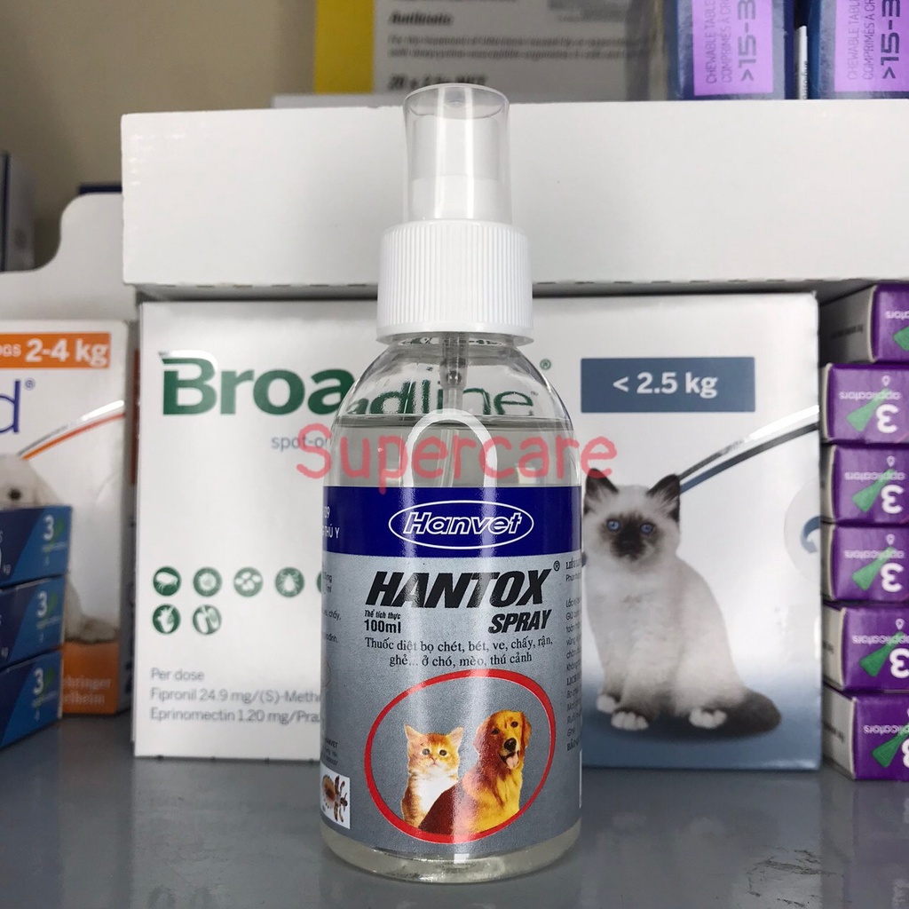 HANTOX SPRAY 100ml - Xit Ghẻ, Ve , Bọ Chét Trên Chó Mèo