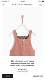 Yếm nhung Zara xuất cho bé