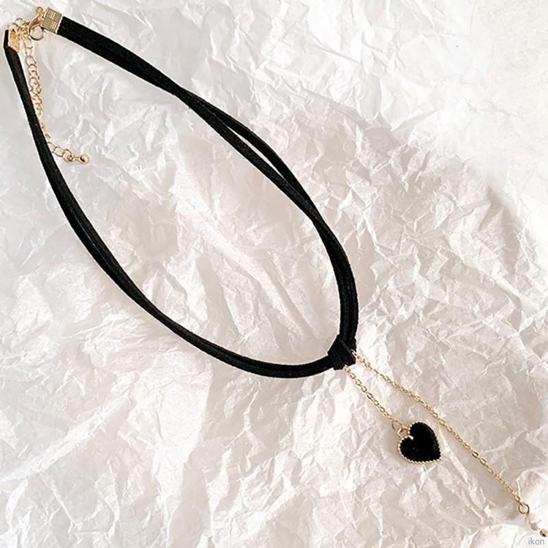 Vòng cổ choker nhung mặt ổ khóa trái tim phong cách gothic