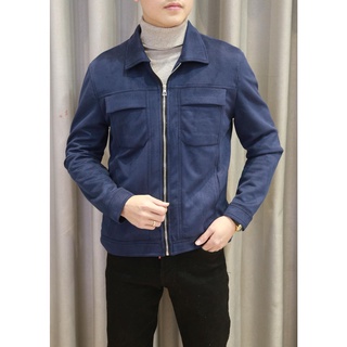Áo khoác da lộn cổ bẻ AK06