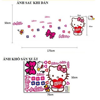 Decal Dán Tường Kitty Trái Tim Hồng