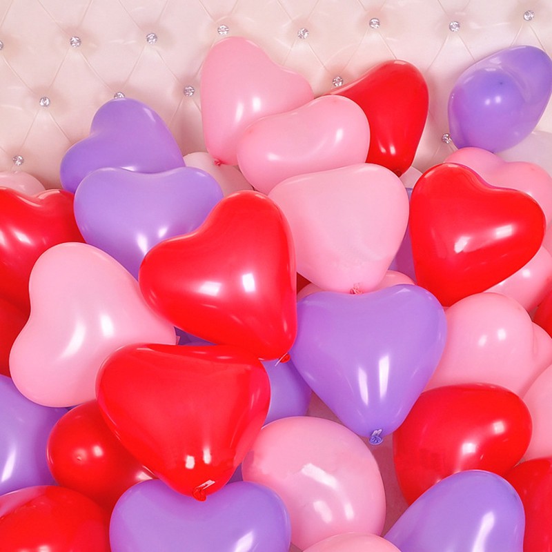 10 Bong bóng trái tim Thái 20cm Heart shaped balloon phụ kiện sinh nhật 6&quot;