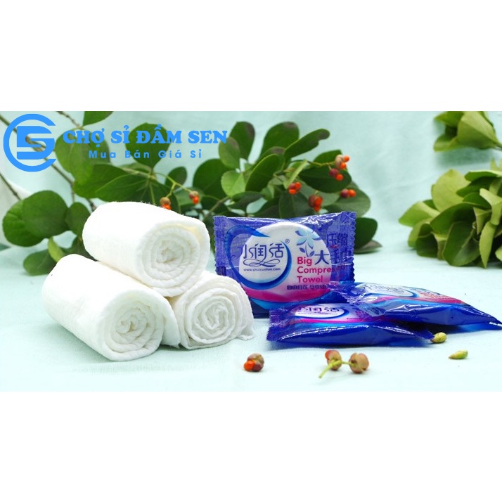Khăn Tắm Nén 30*60cm Đa Năng. Khăn Du Lịch cotton dùng 1 lần, Khăn Đa Năng Tự Nhiên Thấm Nước Tốt G384-KhanTamNen-Trang