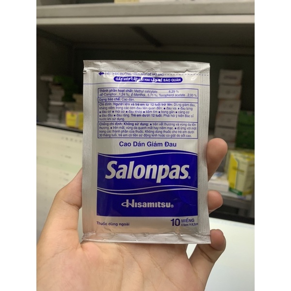 Miếng dán giảm đau Salonpas  Giảm Đau Vai, Lưng, Cơ, Mỏi Cơ, Đau Khớp, Bầm Tím
