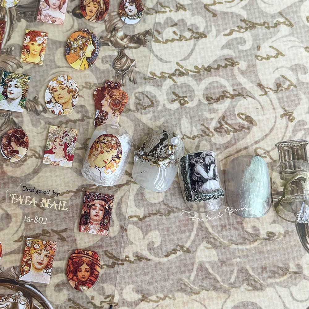 Miếng Dán Trang Trí Móng Tay Phong Cách Boho Cổ Điển Siêu Mỏng Diy