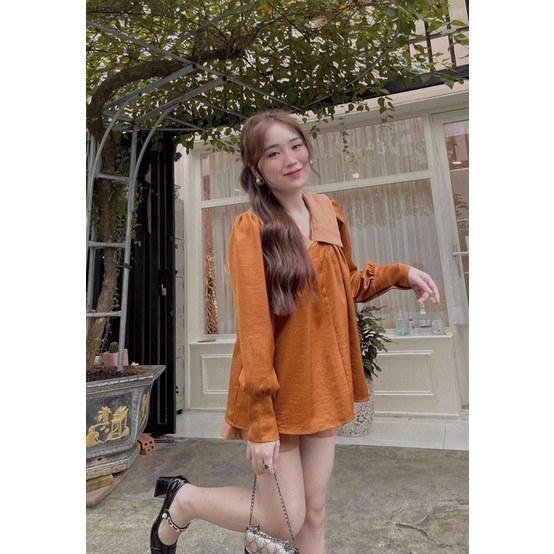 sét bộ đùi phối áo chùm cổ tay dài sơ mi