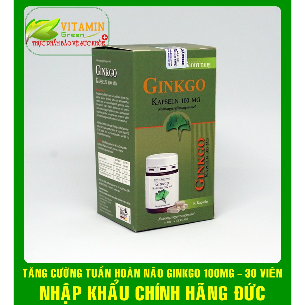  GINKGO 100MG TĂNG CƯỜNG TUẦN HOÀN NÃO 30 VIÊN | NHẬP KHẨU CHÍNH HÃNG ĐỨC