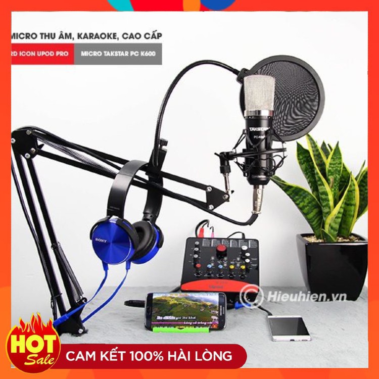 Combo Sound Card Icon Upod Pro Kết Hợp Mic Thu Âm Takstar PC K600 . Dùng Để Livestream , Thu Âm Tại Nhà . Bảo Hành 12 TH