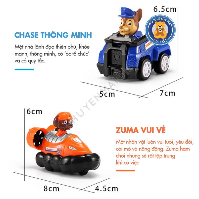 BỘ ĐỒ CHƠI BIỆT ĐỘI CHÓ CỨU HỘ PAW PATROL XE CHẠY TRỚN.