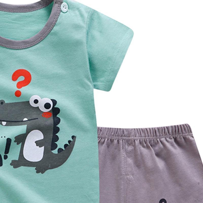 Set áo thun tay ngắn kèm quần short in họa tiết hoạt hình thời trang cho bé