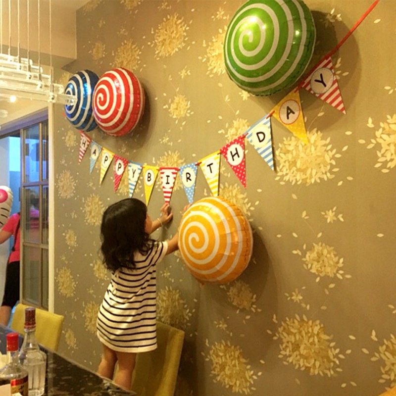 Bong bóng lá nhôm hình cây kẹo mút nhiều màu sắc cỡ 18inch trang trí tiệc sinh nhật/tiệc cưới