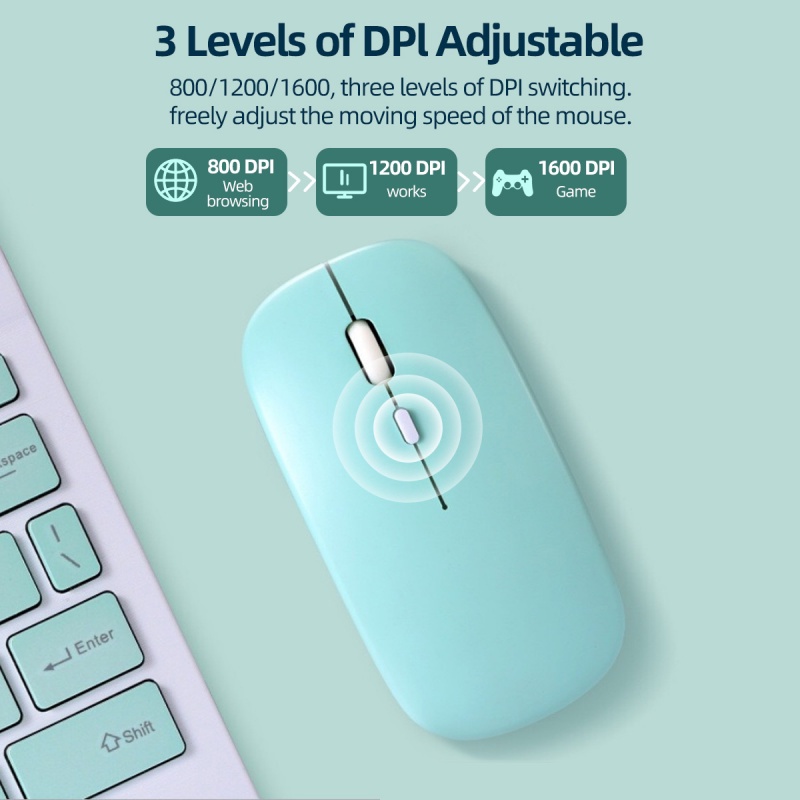 Chuột không dây FONKEN bluetooth 3 kiểu DPI tùy chỉnh siêu mỏng thích hợp cho máy tính laptop điện thoại máy tính bảng