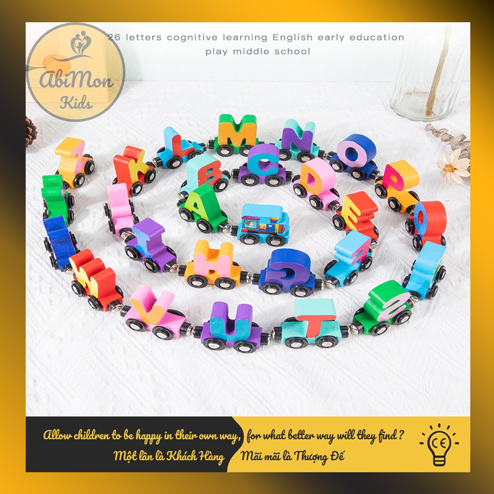Đoàn Tàu Nam Châm Bằng Gỗ Cho Bé (bảng chữ cái) ☘️ Montessori cao cấp ✨ Đồ chơi Giáo Dục - An toàn - Thông minh