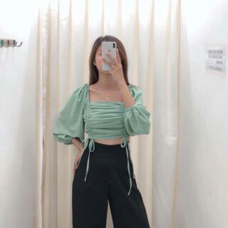 Áo crop rút dây 2 bên ( còn vàng)