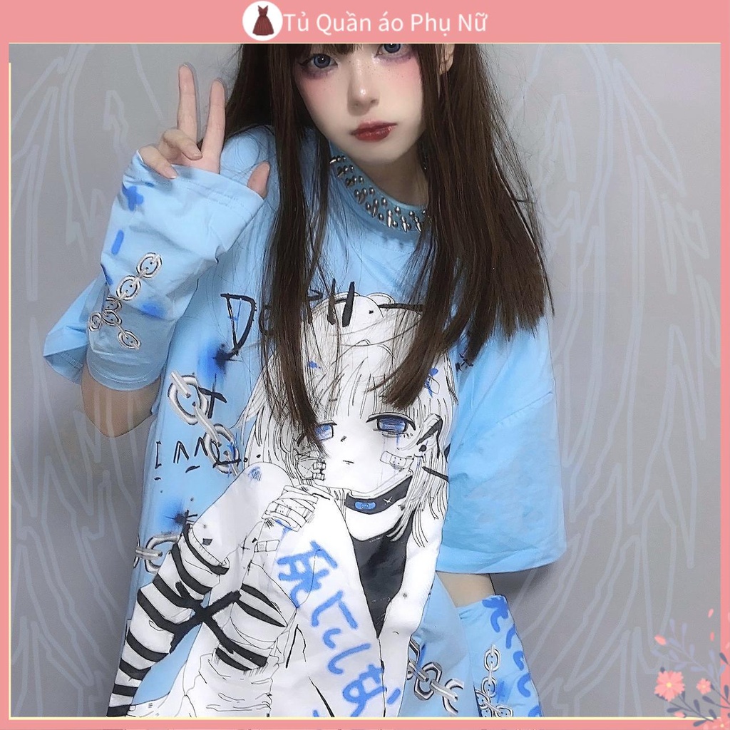 Qu gotn Jean n > Áo Thun Tay Ngắn In Chữ Don 't Dead Phong Cách Harajuku Punk y2k Twice Nhật Bản Mùa Hè 2021