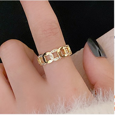Nhẫn Titan mạ vàng thời trang Phong cách Hàn Quốc