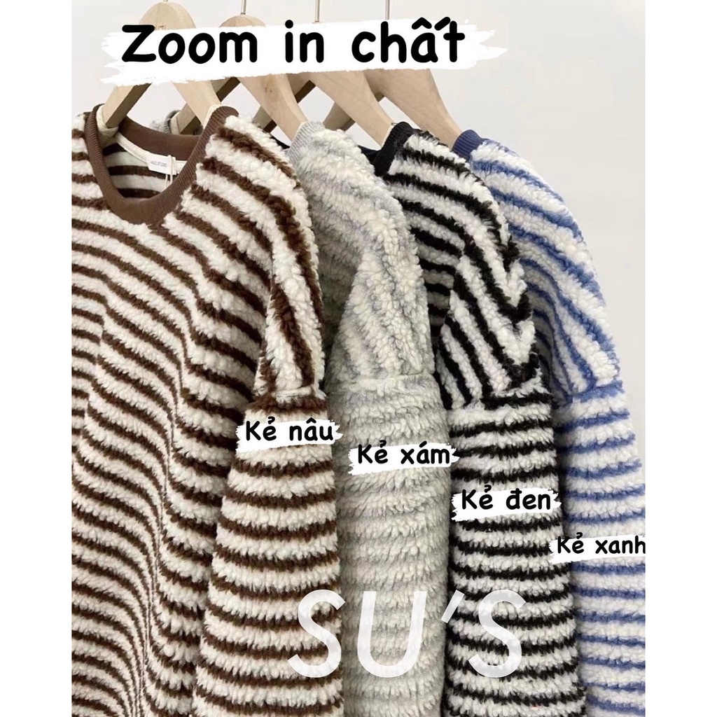 [Mã 2611THTRANG100K hoàn 10% xu đơn 99K] Áo nỉ bông cổ tròn kẻ ngang form rộng A2109 SUSTORE | BigBuy360 - bigbuy360.vn