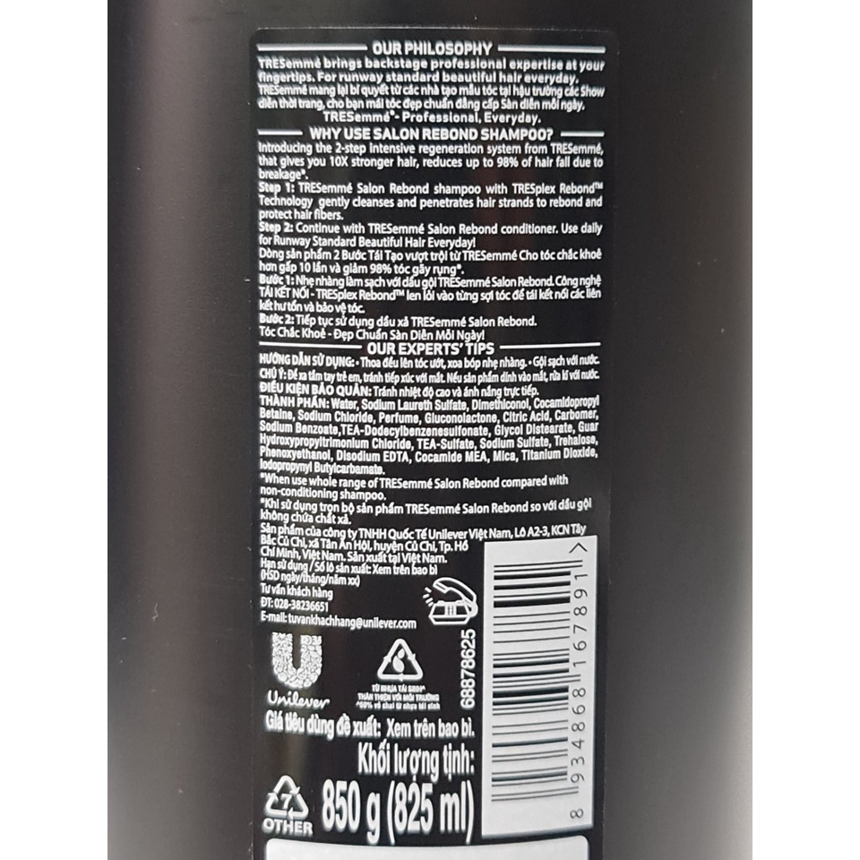 Dầu Gội Ngăn Ngừa Tóc Gãy Rụng TRESemme 850gr