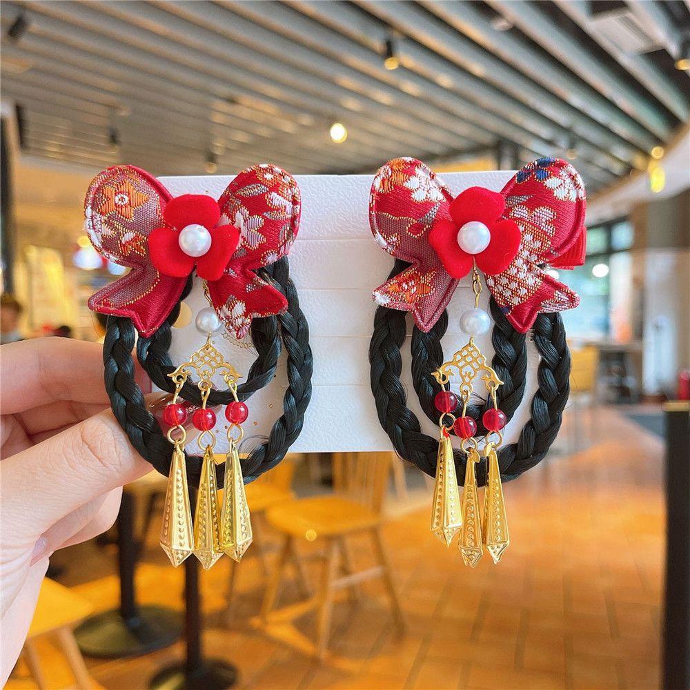 Kẹp Tóc Hình Hoa Truyền Thống Mừng Năm Mới Cho Bé Gái