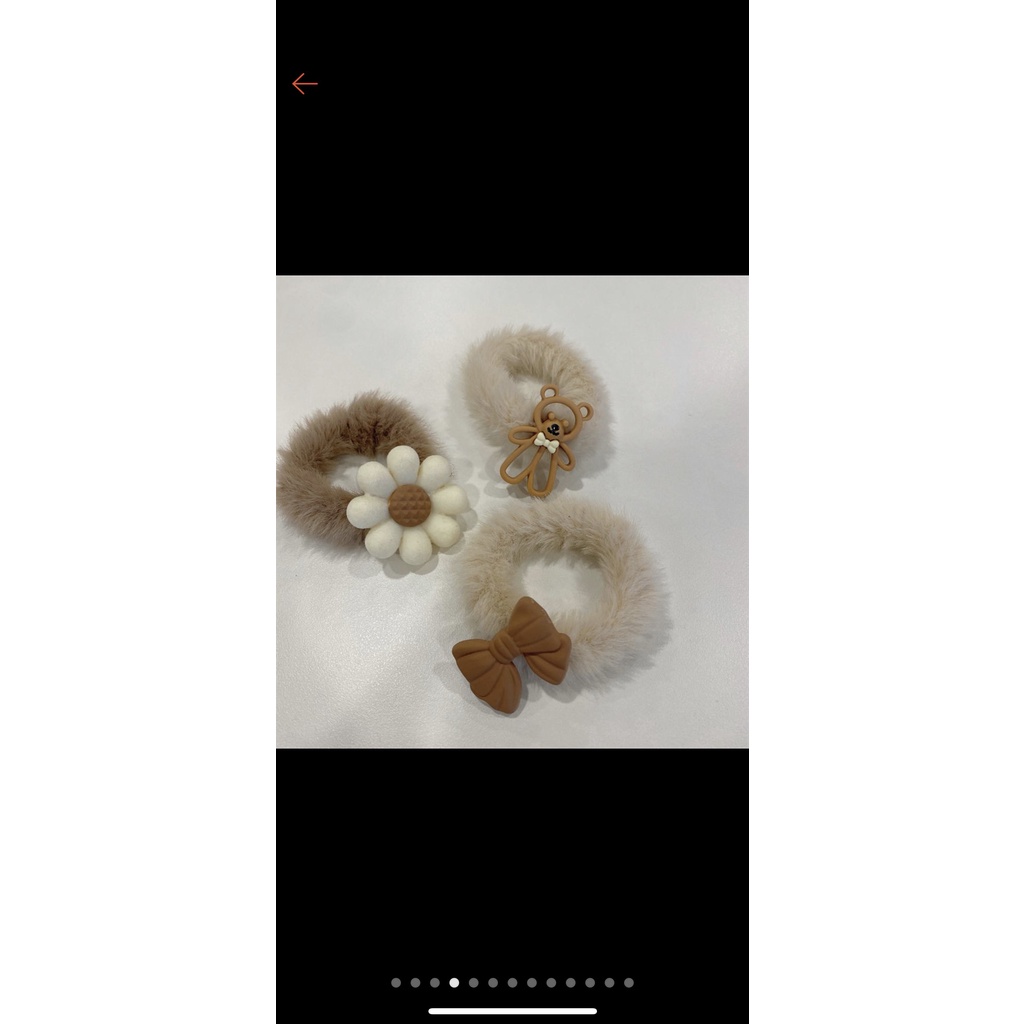 Lẻ Dây cột tóc lông nhung họa tiết hoạt hình phong cách Hàn Quốc