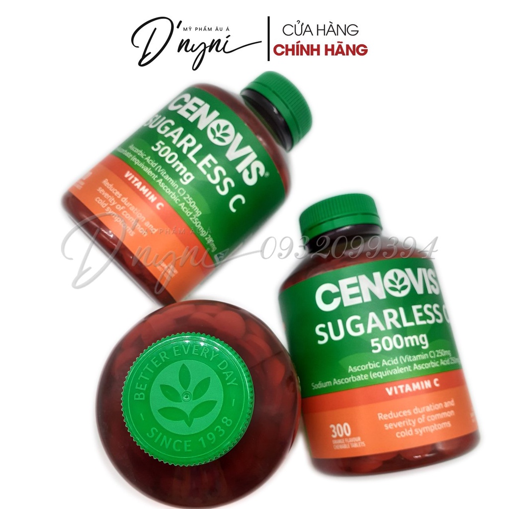 Viên Nhai Bổ Sung Vitamin C Vị Cam Không Đường Cenovis Sugarless C 300 Viên 500mg Úc