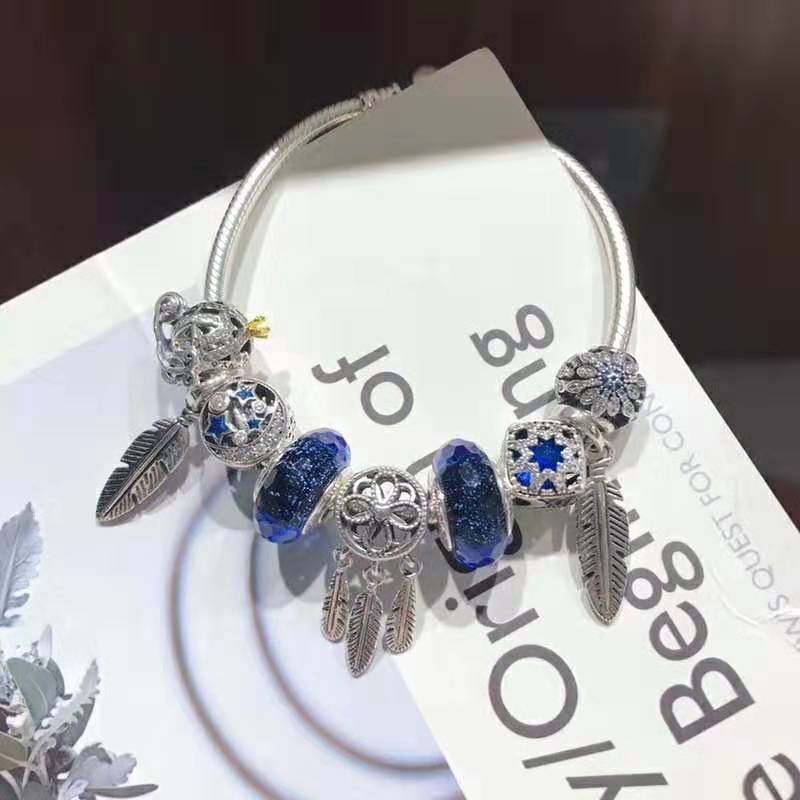Vòng Tay Hình Dream Catcher Xanh Dương Quà Tặng Sinh Nhật Pandora Bstz132 AAs031 Thời Trang