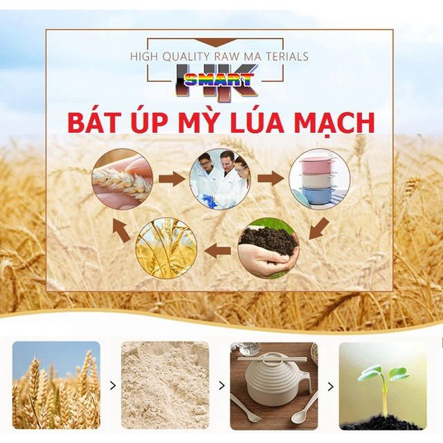 Bộ bát thìa úp mì tôm - bát ăn cơm nhựa lúa mạch