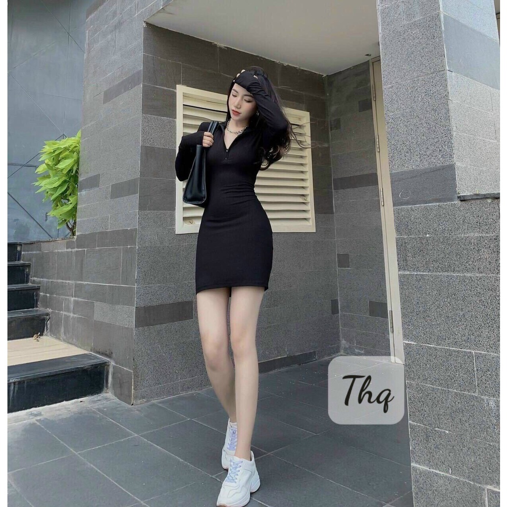 Váy đầm body ôm sát có phối khóa kéo, cổ ba phân thiết kế sang chảnh, cuốn hút, form chuẩn đẹp, hợp thời trang | BigBuy360 - bigbuy360.vn