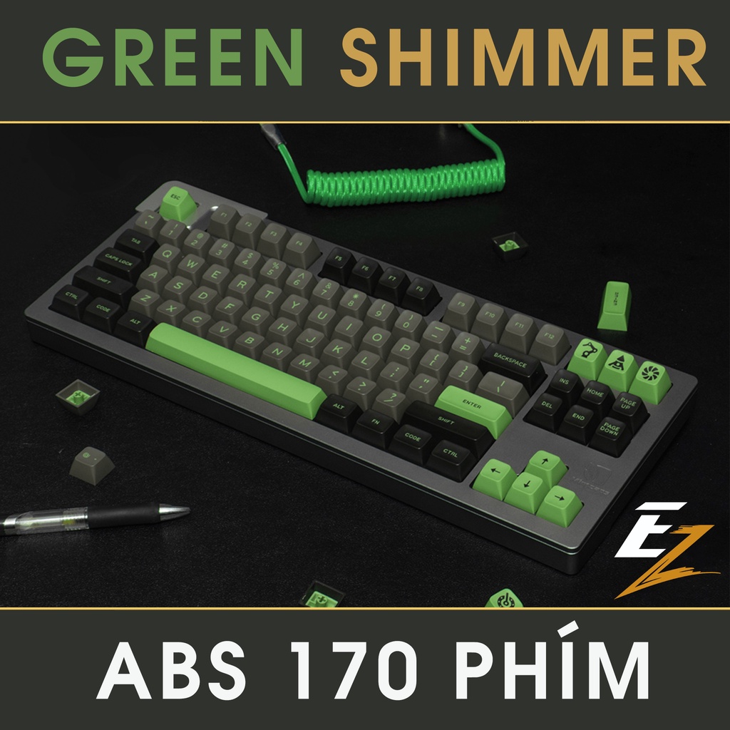 Keycap Cho Bàn Phím Cơ Aifei Green Shimmer SA Profile ABS 170 Phím | EZPC