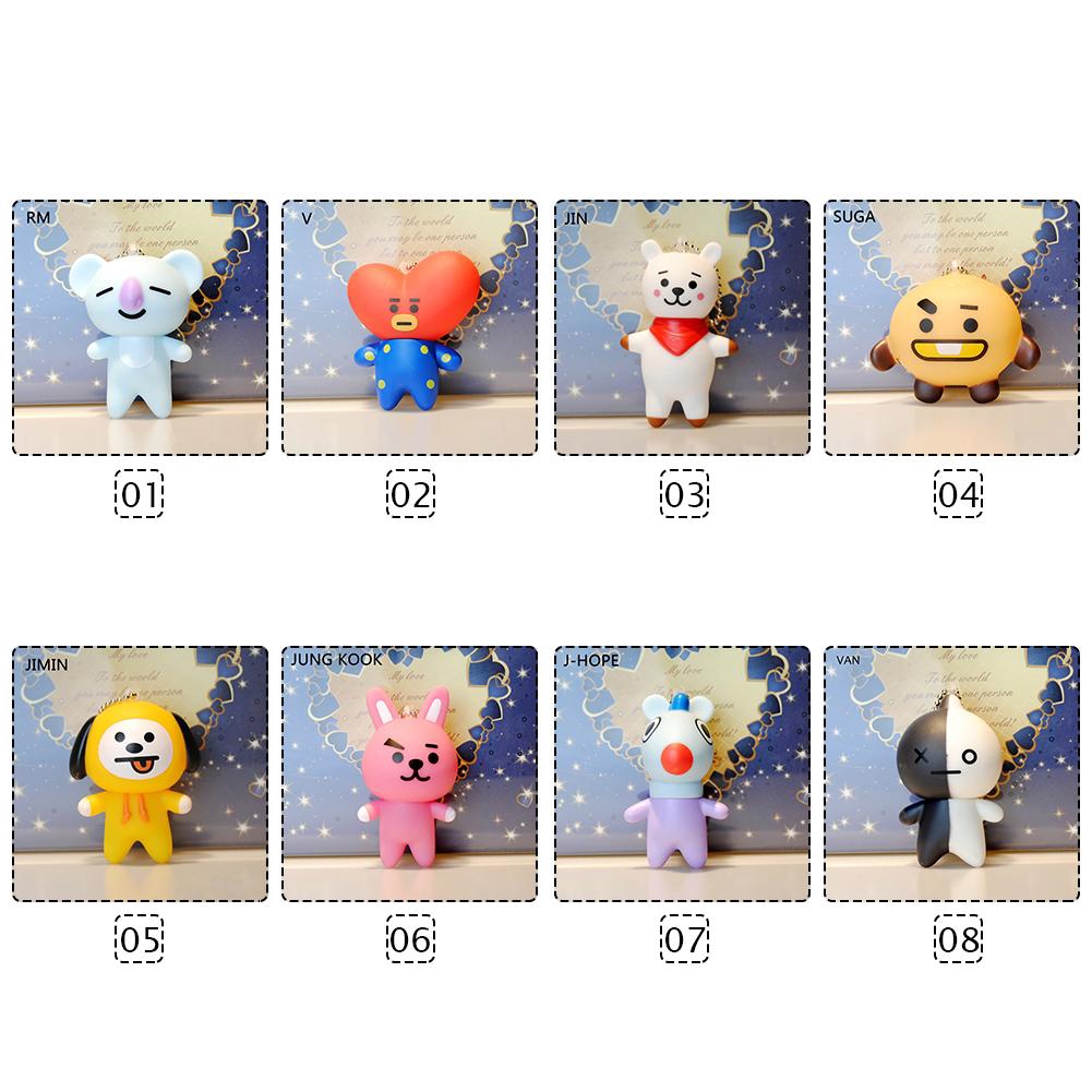 KPOP BTS BT21 PVC Keychain Pandent Decor RM JIN V JIMIN JUNGKOOK Người hâm mộ Quà tặng